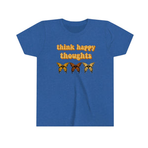 Think Happy Thoughts Butterflies Girls Youth Retro T-shirt