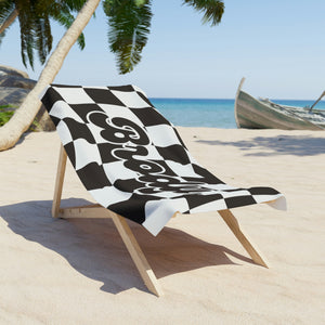 The Brody Black and White Checker Custom Name Beach Towel