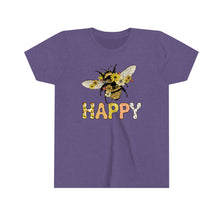 Load image into Gallery viewer, Bee Happy Youth Girls T-shirt
