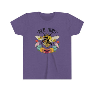 Bee Kind Flowers Youth Girls Retro T-shirt