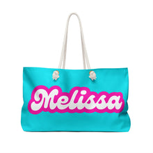 Load image into Gallery viewer, The Melissa Retro Neon Blue and Pink Weekender/Beach Bag
