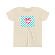 Load image into Gallery viewer, Sister Checker Heart Girls Youth Retro T-shirt
