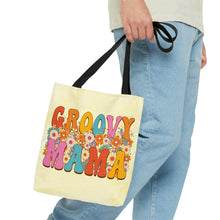 Load image into Gallery viewer, Groovy Mama Yellow High Quality Tote Bag
