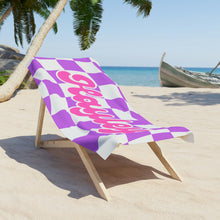 Load image into Gallery viewer, The Hayley Pink and Purple Checker Custom Name Beach Towel
