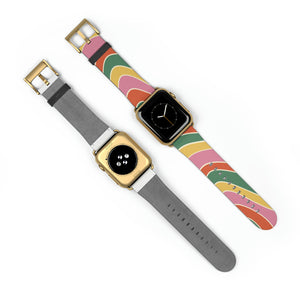 Retro Groove Faux-Leather Apple Watch Band