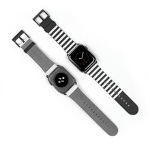 Load image into Gallery viewer, Black and White Stripe Faux-Leather Apple Watch Band
