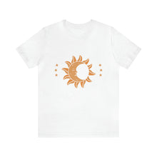 Load image into Gallery viewer, Live By The Sun and Moon Celestial Women&#39;s Short Sleeve Graphic Tee
