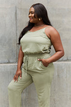 Load image into Gallery viewer, ODDI Full Size Textured Woven Jumpsuit in Sage
