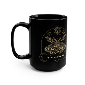 The Celestial Moth Black Mug, 15oz