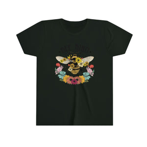 Bee Kind Flowers Youth Girls Retro T-shirt