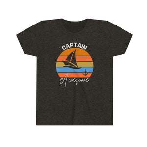 Retro Captain Awesome Sailboat Youth Boys T-shirt