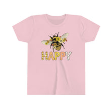 Load image into Gallery viewer, Bee Happy Youth Girls T-shirt
