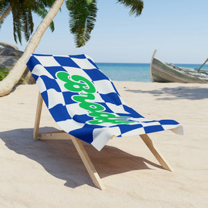 The Brody Blue and Green Checker Custom Name Beach Towel