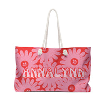 Load image into Gallery viewer, Pink and Red Daisy Weekender/Beach Bag
