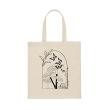 Load image into Gallery viewer, Black Butterfly Mushroom Canvas Tote Bag
