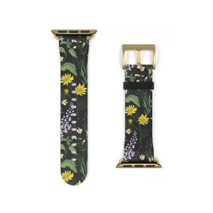 Vintage Flowers Faux-Leather Apple Watch Band