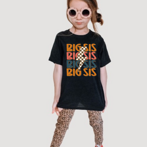 Big Sis Lightning Youth Girls Retro T-shirt