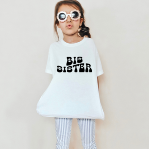 Big Sister Black Graphic Youth Girls Retro T-shirt