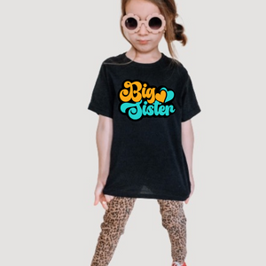 Big Sister Aqua Yellow Retro Girl's T-shirt