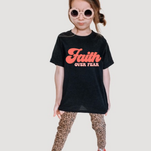 Faith Over Fear Youth Girls Retro T-shirt