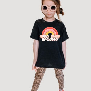 Jesus Rainbow Girls Retro T-shirt