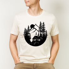 Load image into Gallery viewer, Cabin in The Woods Sketch Men&#39;s Short Sleeve Graphic Tee
