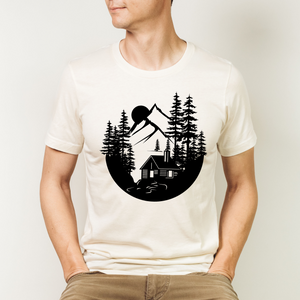 Cabin in The Woods Sketch Men's Short Sleeve Graphic Tee