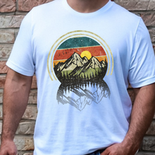 Load image into Gallery viewer, Mountain Adventure Retro Men&#39;s Short Sleeve Graphic Tee
