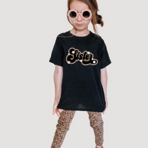 Sister Leopard Girls Youth Retro T-shirt