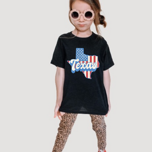 Texas State Red White Blue Girls Youth Retro T-shirt