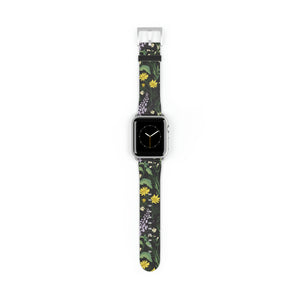 Vintage Flowers Faux-Leather Apple Watch Band