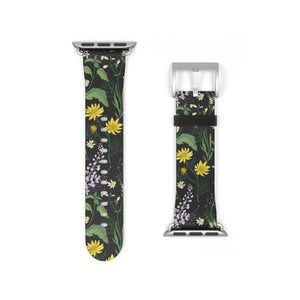 Vintage Flowers Faux-Leather Apple Watch Band