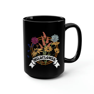 Wildflower Black Mug, 15oz