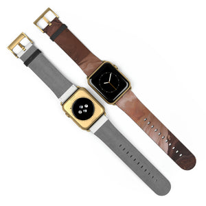 Brown Marble Faux-Leather Apple Watch Band