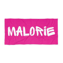 Load image into Gallery viewer, The Malorie Pink and White Basic Custom Name Beach Towel
