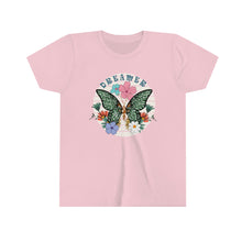 Load image into Gallery viewer, Dreamer Butterfly and Flowers Youth Girls Retro T-shirt
