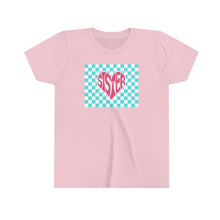 Load image into Gallery viewer, Sister Checker Heart Girls Youth Retro T-shirt
