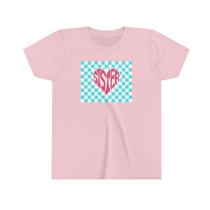 Sister Checker Heart Girls Youth Retro T-shirt