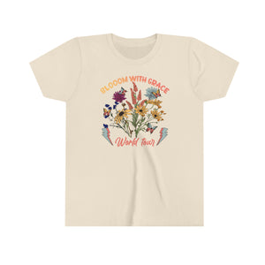 Bloom With Grace Wildflowers Youth Girls Retro T-shirt