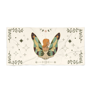 Goddess Fairy White Printed Beach Towel