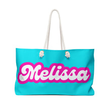 Load image into Gallery viewer, The Melissa Retro Neon Blue and Pink Weekender/Beach Bag
