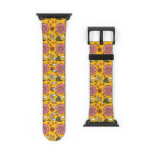 Load image into Gallery viewer, Retro 70&#39;s Mushrooms and Flowers Faux-Leather Apple Watch Band
