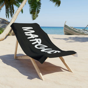 The Marcus Black and White Custom Name Beach Towel