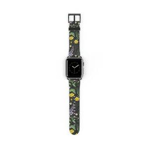 Vintage Flowers Faux-Leather Apple Watch Band