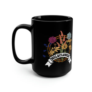 Wildflower Black Mug, 15oz