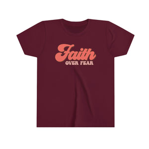 Faith Over Fear Youth Girls Retro T-shirt