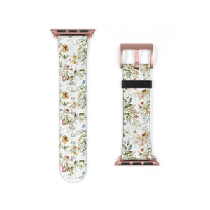 Soft Flowers Faux-Leather Apple Watch Band