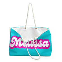 Load image into Gallery viewer, The Melissa Retro Neon Blue and Pink Weekender/Beach Bag
