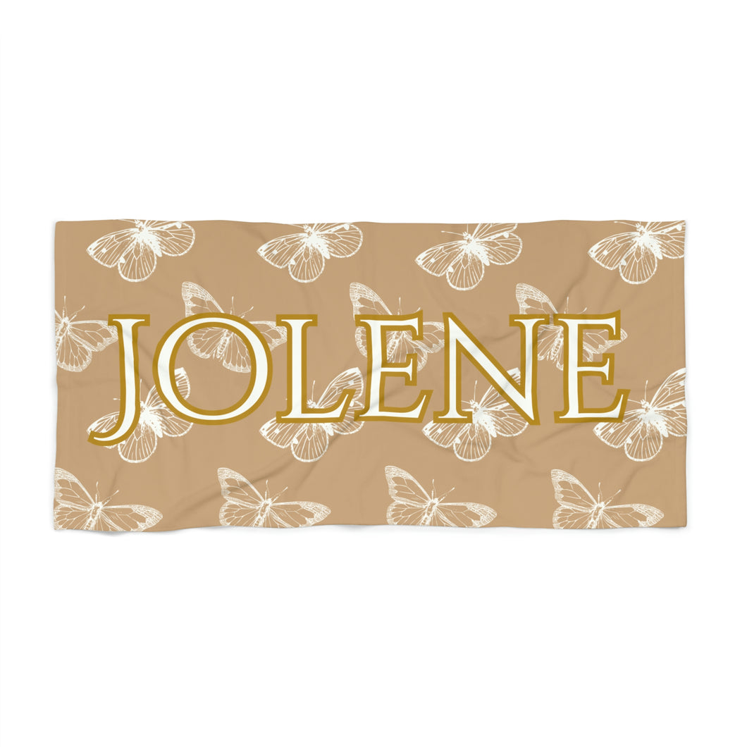 The Jolene Vintage Butterflies Custom Name Beach Towel