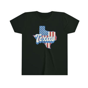 Texas State Red White Blue Girls Youth Retro T-shirt